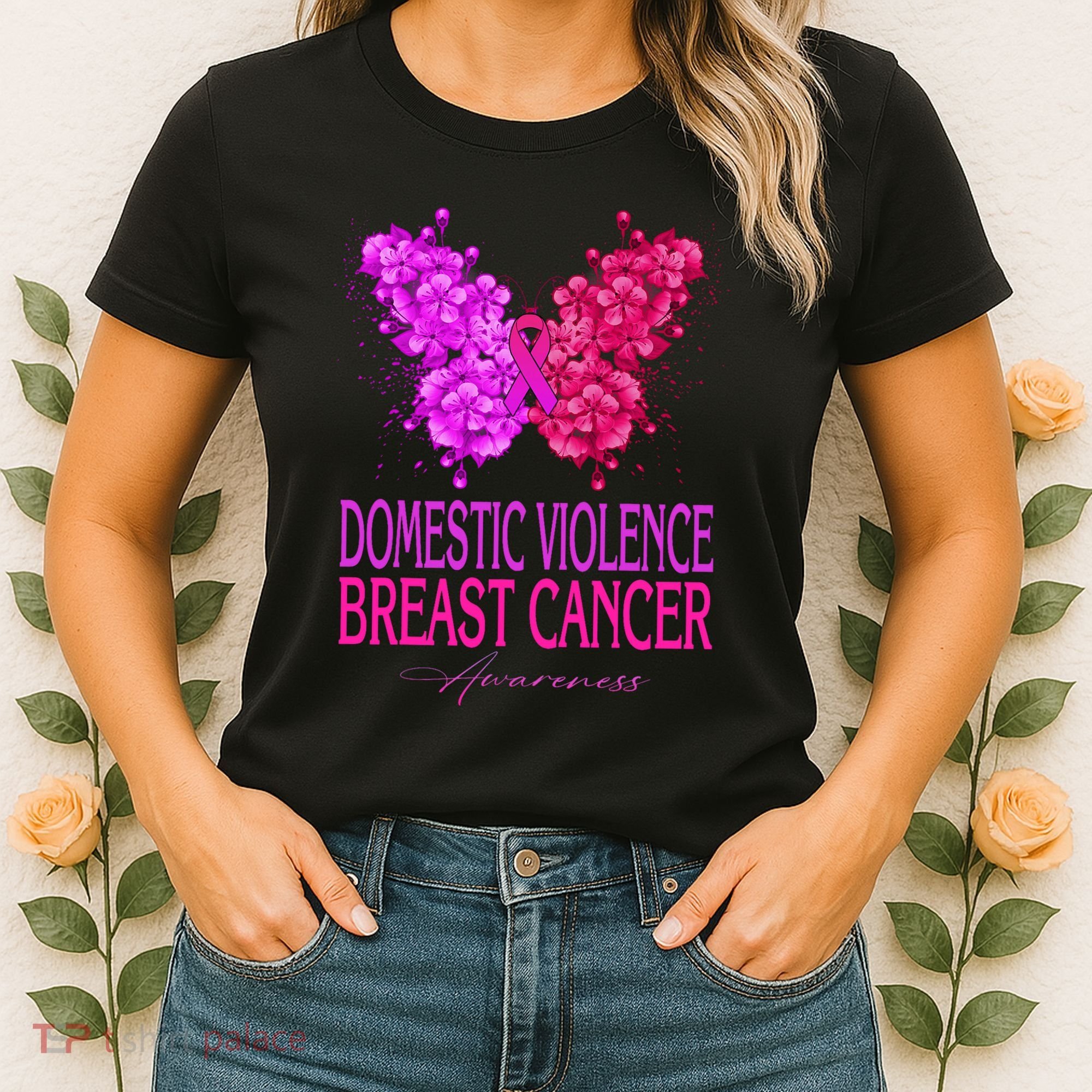 Domestic Violence And Breast Cancer Awareness Month Women's T-Shirt