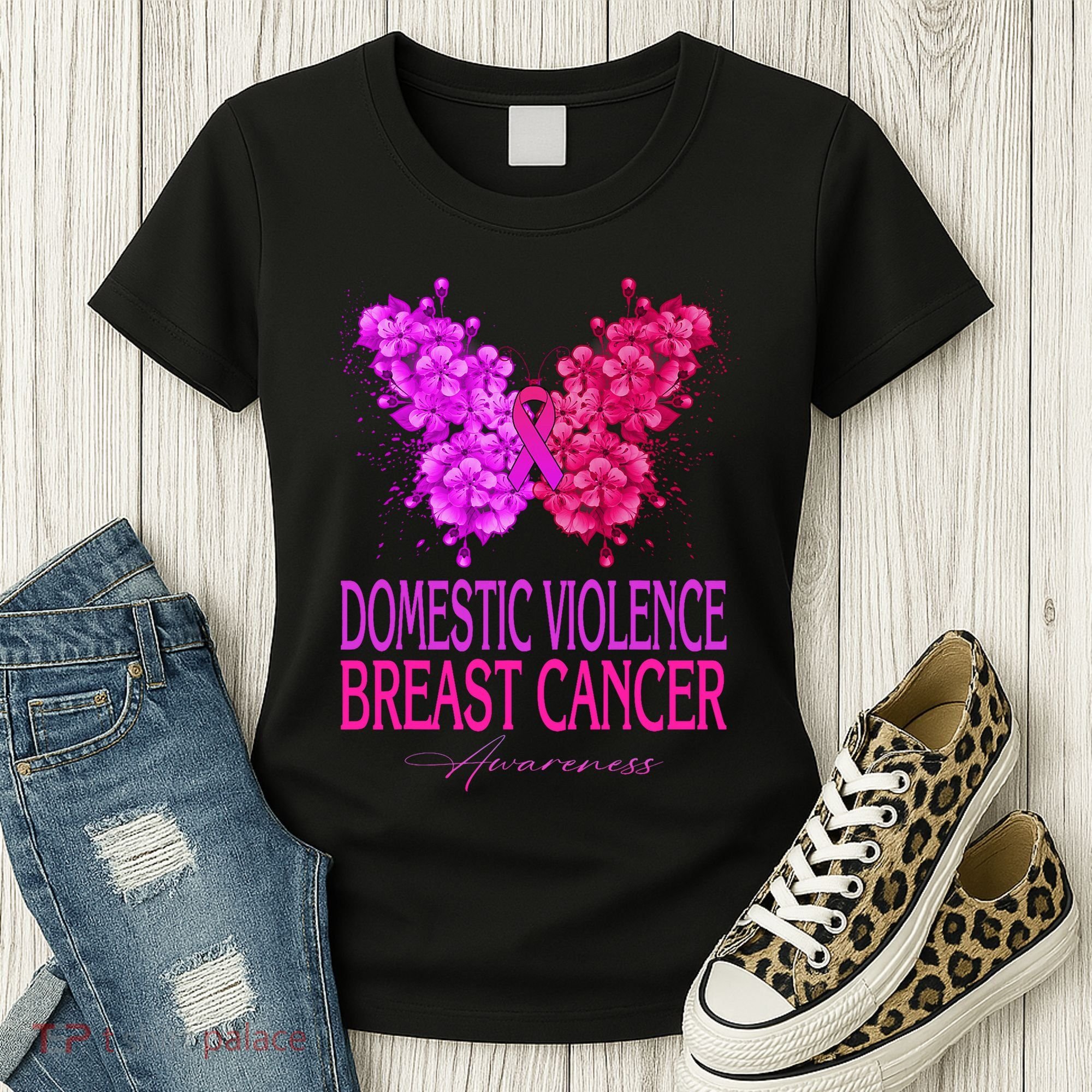 Domestic Violence And Breast Cancer Awareness Month Women's T-Shirt