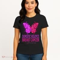 Domestic Violence And Breast Cancer Awareness Month Women's T-Shirt thumb 4