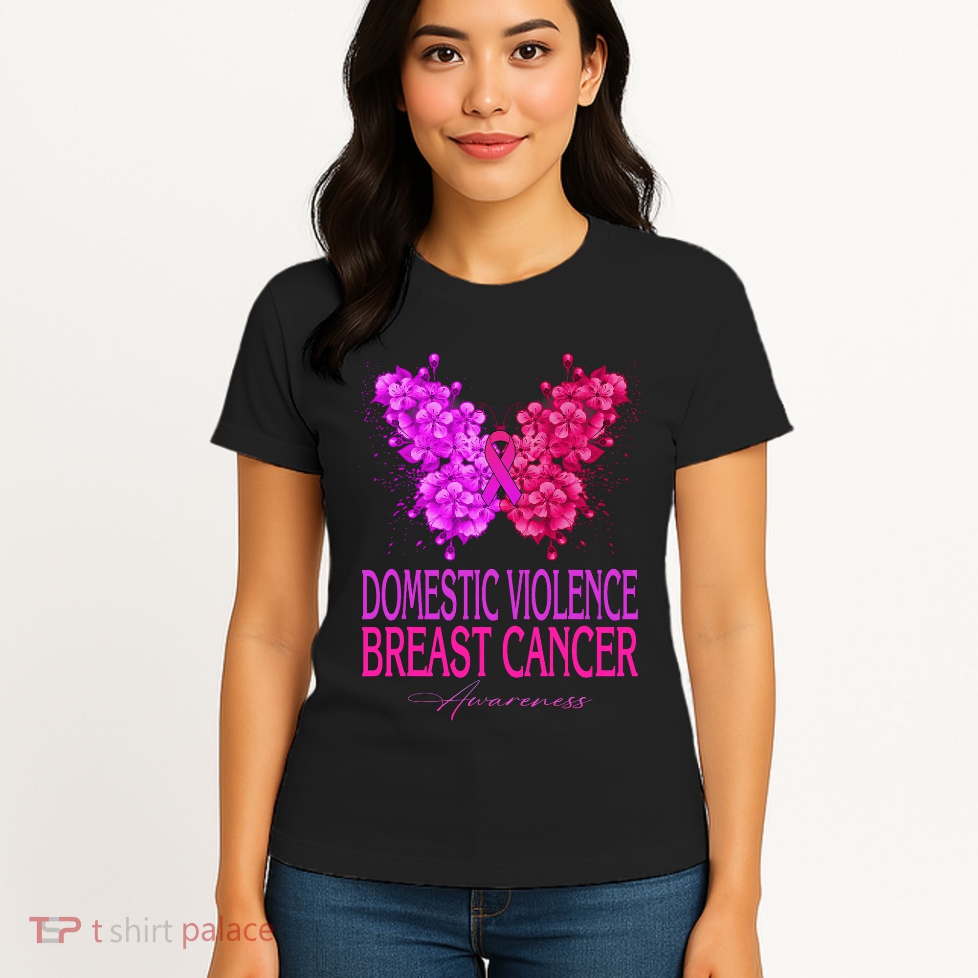 Domestic Violence And Breast Cancer Awareness Month Women's T-Shirt