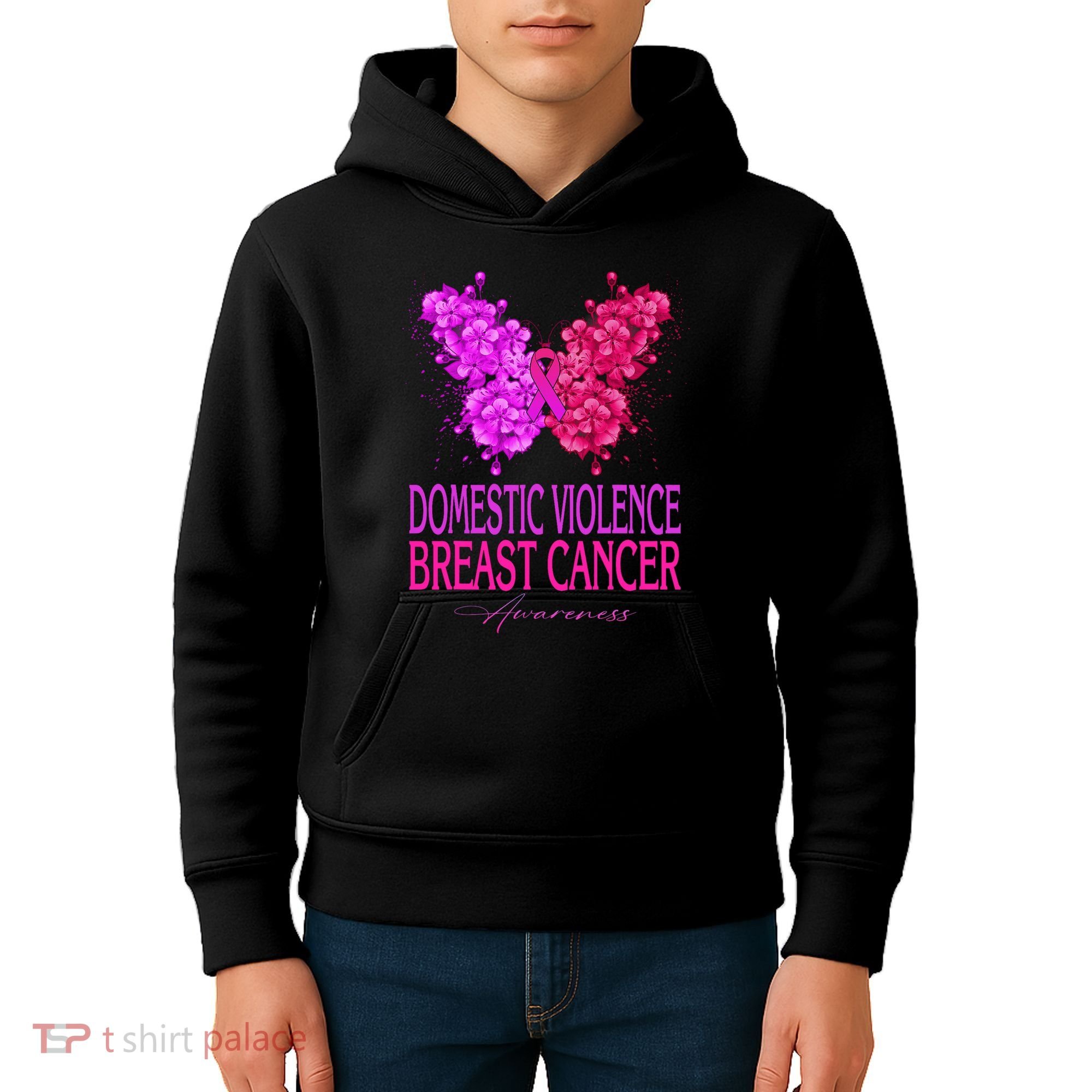 Domestic Violence And Breast Cancer Awareness Month Kids Hoodie