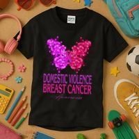 Domestic Violence And Breast Cancer Awareness Month Kids T-Shirt thumb 3