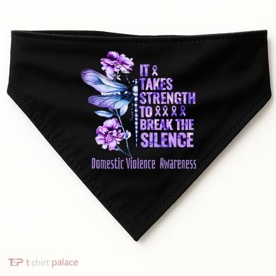 Domestic Violence Awareness It Takes Strength Break Silence USA-Made Doggie Bandana