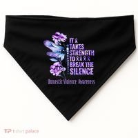 Domestic Violence Awareness It Takes Strength Break Silence USA-Made Doggie Bandana thumb 0