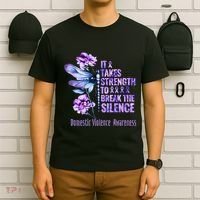 Domestic Violence Awareness It Takes Strength Break Silence T-Shirt thumb 6