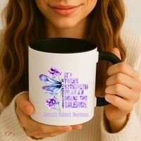 Domestic Violence Awareness It Takes Strength Break Silence Coffee Mug thumb 3