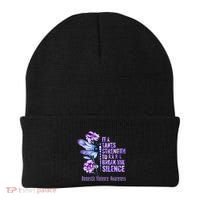 Domestic Violence Awareness It Takes Strength Break Silence Beanie thumb 0