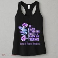 Domestic Violence Awareness It Takes Strength Break Silence Women's Tank Top thumb 3