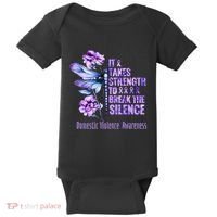 Domestic Violence Awareness It Takes Strength Break Silence Baby Bodysuit thumb 0