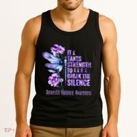 Domestic Violence Awareness It Takes Strength Break Silence Tank Top thumb 3