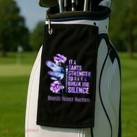 Domestic Violence Awareness It Takes Strength Break Silence Golf Towel thumb 2