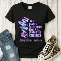 Domestic Violence Awareness It Takes Strength Break Silence Women's T-Shirt thumb 3