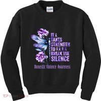 Domestic Violence Awareness It Takes Strength Break Silence Kids Sweatshirt thumb 0