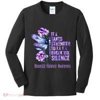 Domestic Violence Awareness It Takes Strength Break Silence Kids Long Sleeve Shirt thumb 0
