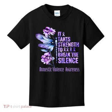 Domestic Violence Awareness It Takes Strength Break Silence Kids T-Shirt