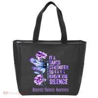 Domestic Violence Awareness It Takes Strength Break Silence Tote Bag thumb 0