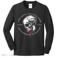 Dicere Verum A Man Should Not Utter Words He Is Unwilling To Stand Kids Long Sleeve Shirt thumb 0