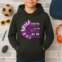 Domestic Violence Awareness Month Sunflower Warrior Support Kids Hoodie thumb 2