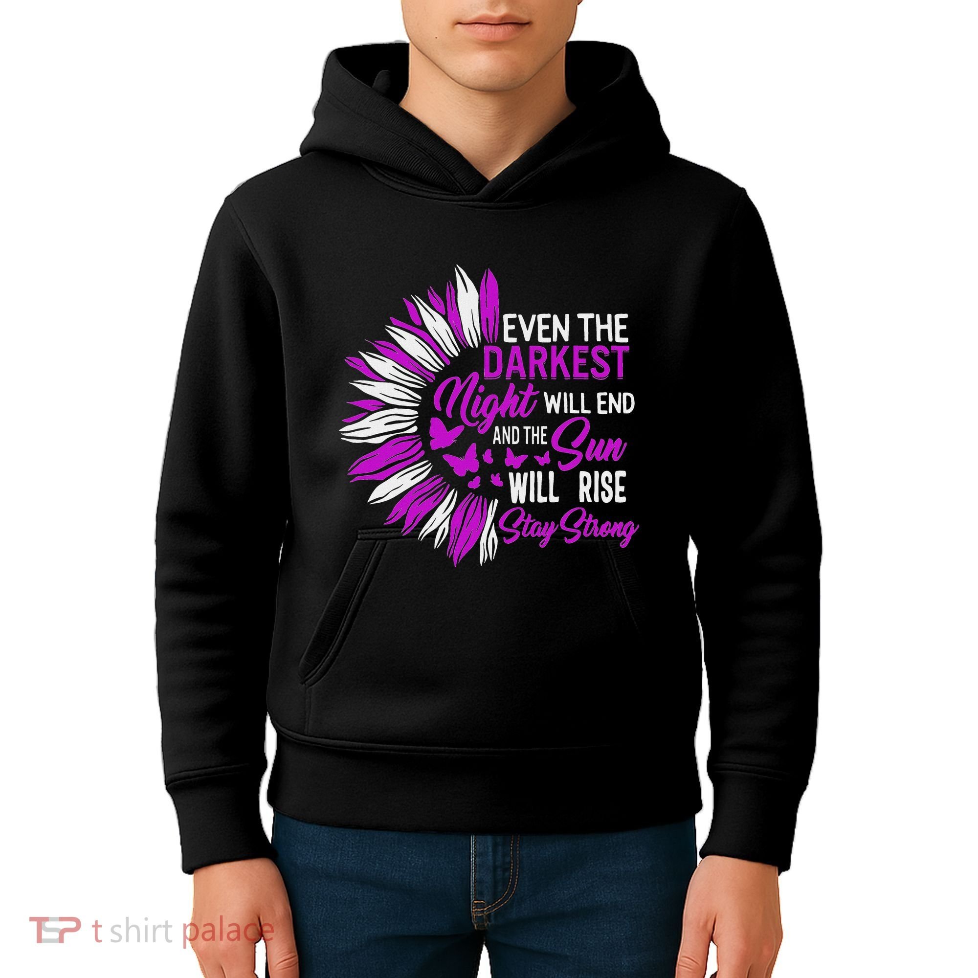 Domestic Violence Awareness Month Sunflower Warrior Support Kids Hoodie