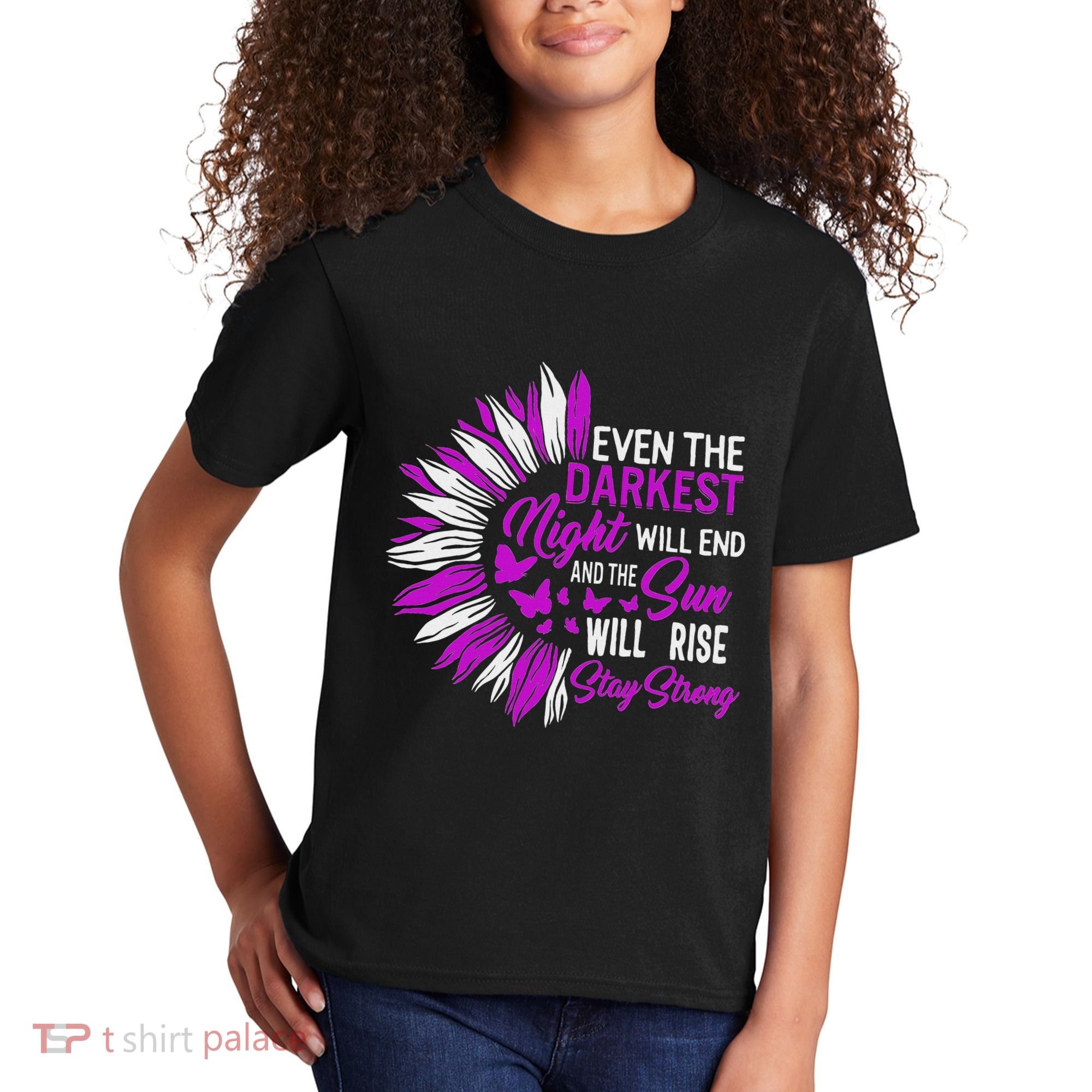 Domestic Violence Awareness Month Sunflower Warrior Support Kids T-Shirt