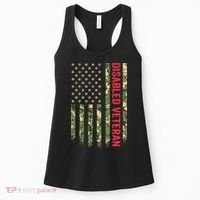 Disabled Veteran American Flag Camouflage Camo Patriotic Vet Women's Tank Top thumb 0