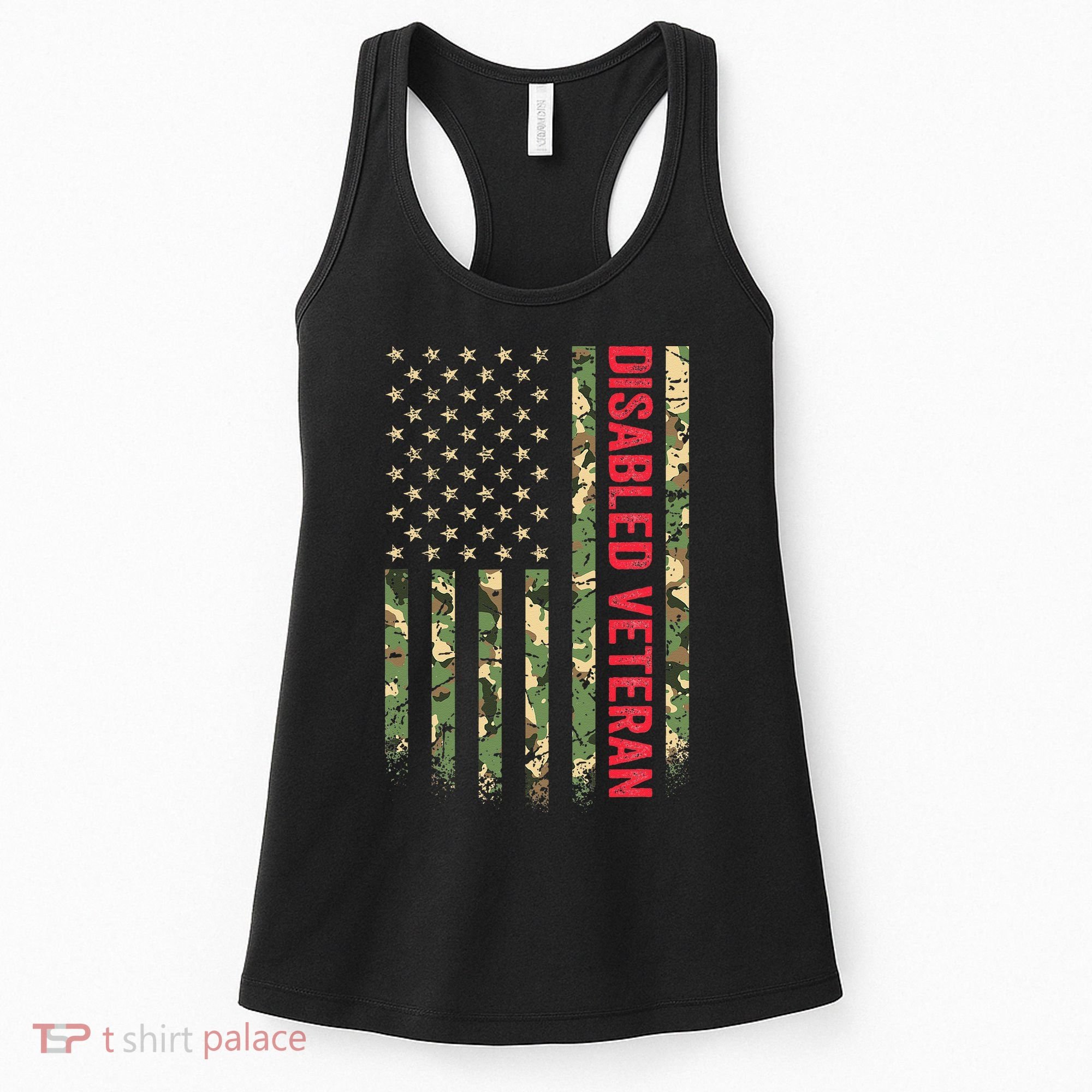 Disabled Veteran American Flag Camouflage Camo Patriotic Vet Women's Tank Top