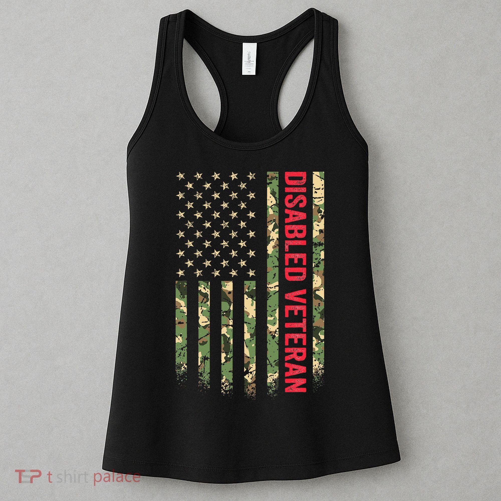 Disabled Veteran American Flag Camouflage Camo Patriotic Vet Women's Tank Top