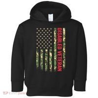 Disabled Veteran American Flag Camouflage Camo Patriotic Vet Toddler Hoodie thumb 0