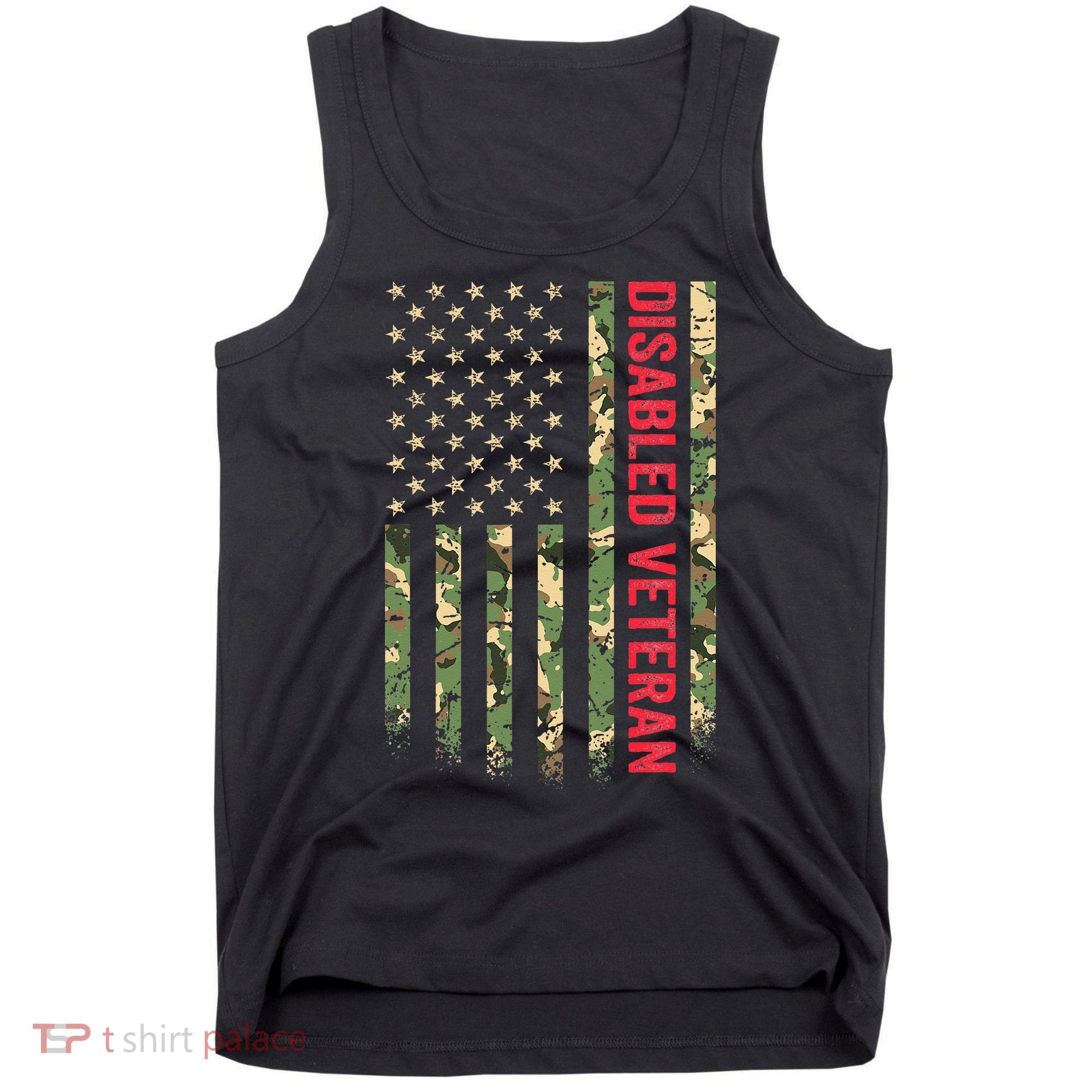 Disabled Veteran American Flag Camouflage Camo Patriotic Vet Tank Top