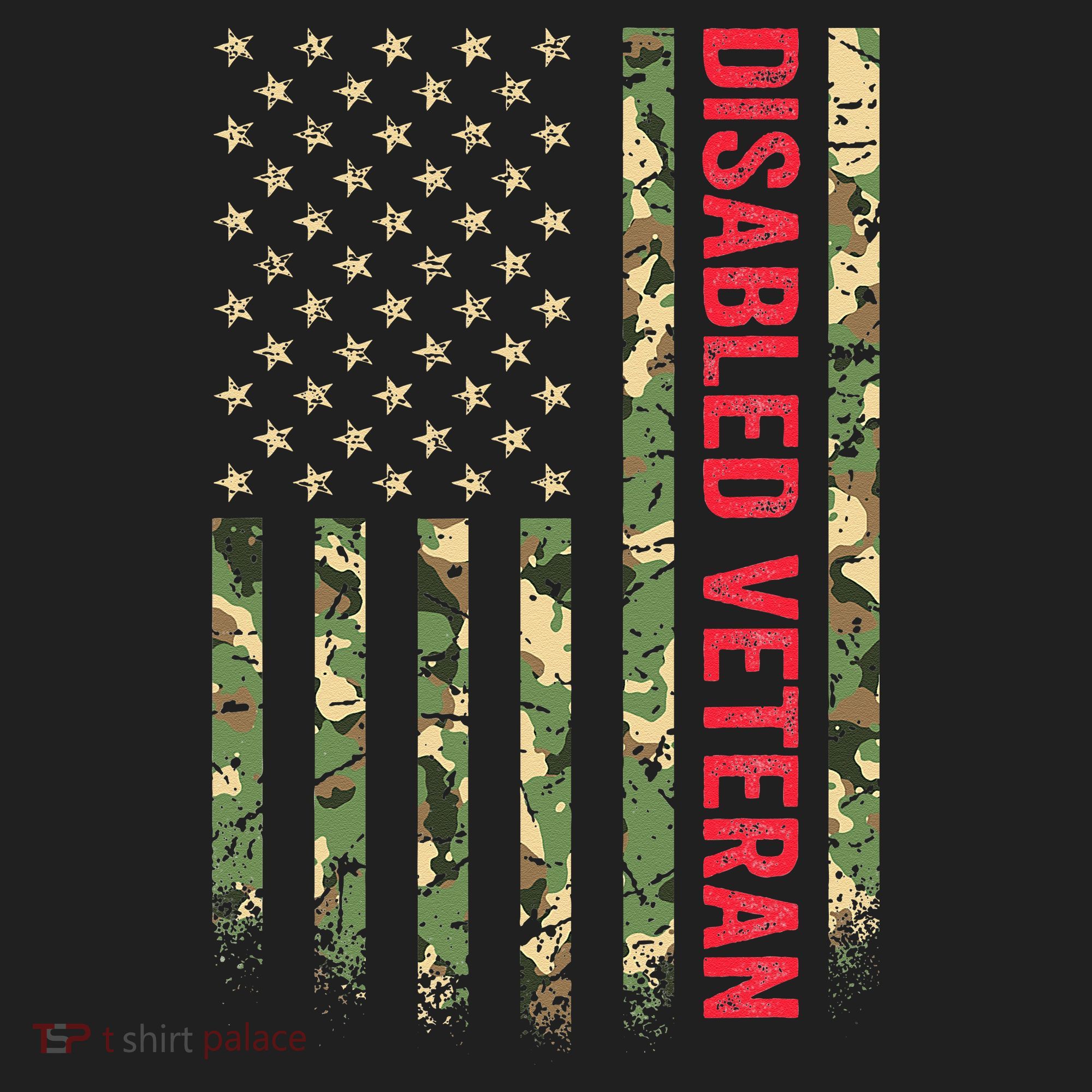Disabled Veteran American Flag Camouflage Camo Patriotic Vet Golf Towel
