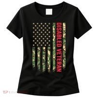 Disabled Veteran American Flag Camouflage Camo Patriotic Vet Women's T-Shirt thumb 0