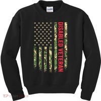Disabled Veteran American Flag Camouflage Camo Patriotic Vet Kids Sweatshirt thumb 0