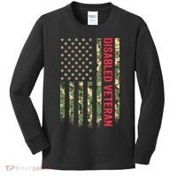Disabled Veteran American Flag Camouflage Camo Patriotic Vet Kids Long Sleeve Shirt thumb 0