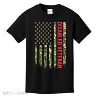Disabled Veteran American Flag Camouflage Camo Patriotic Vet Kids T-Shirt thumb 0