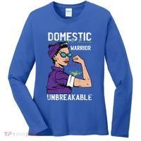 Domestic Violence Awareness Warrior Unbreakable Survivor Cool Gift Women's Long Sleeve Shirt thumb 0