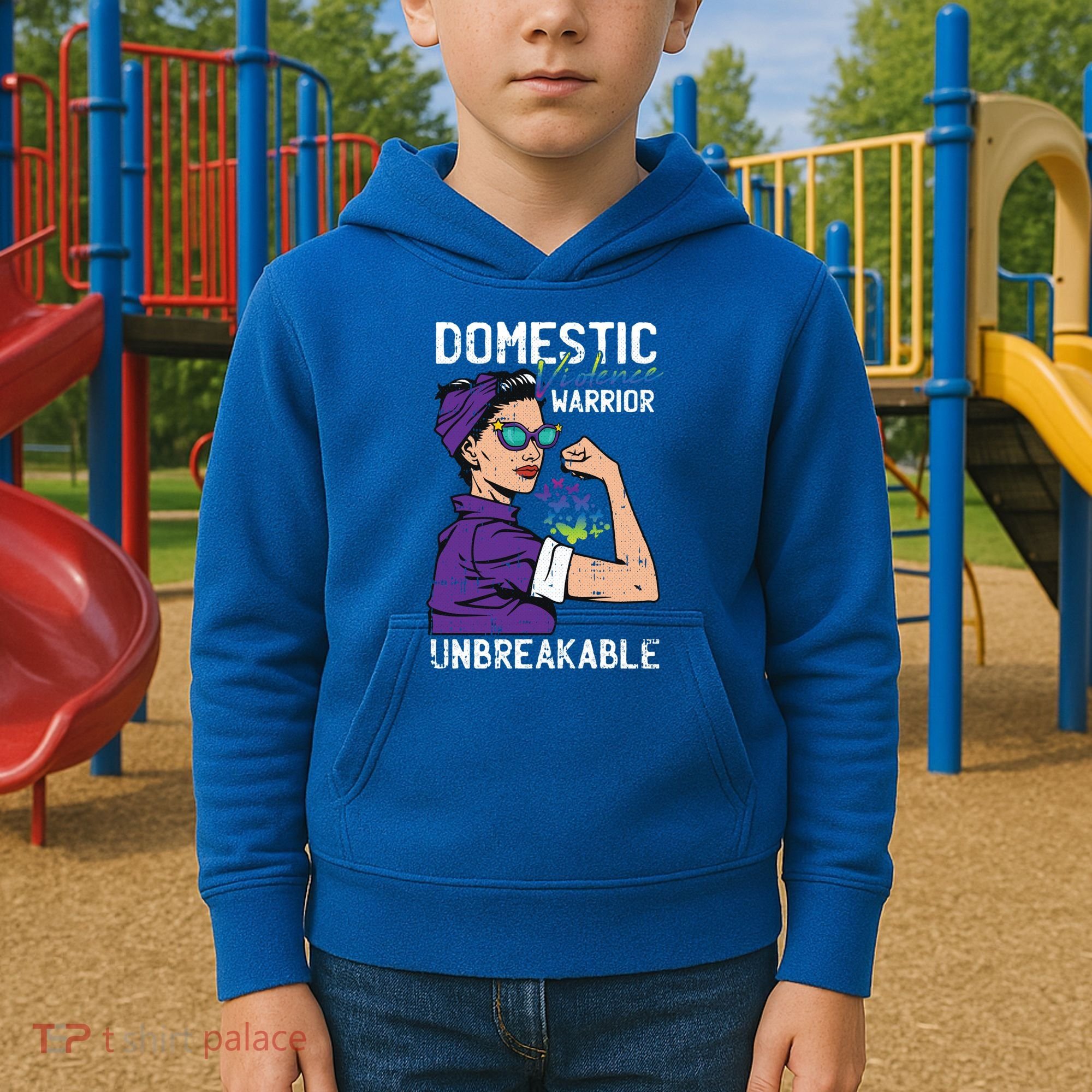 Domestic Violence Awareness Warrior Unbreakable Survivor Cool Gift Kids Hoodie