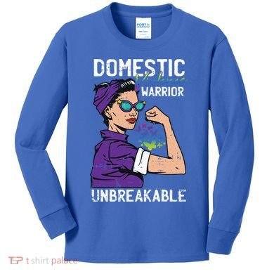 Domestic Violence Awareness Warrior Unbreakable Survivor Cool Gift Kids Long Sleeve Shirt