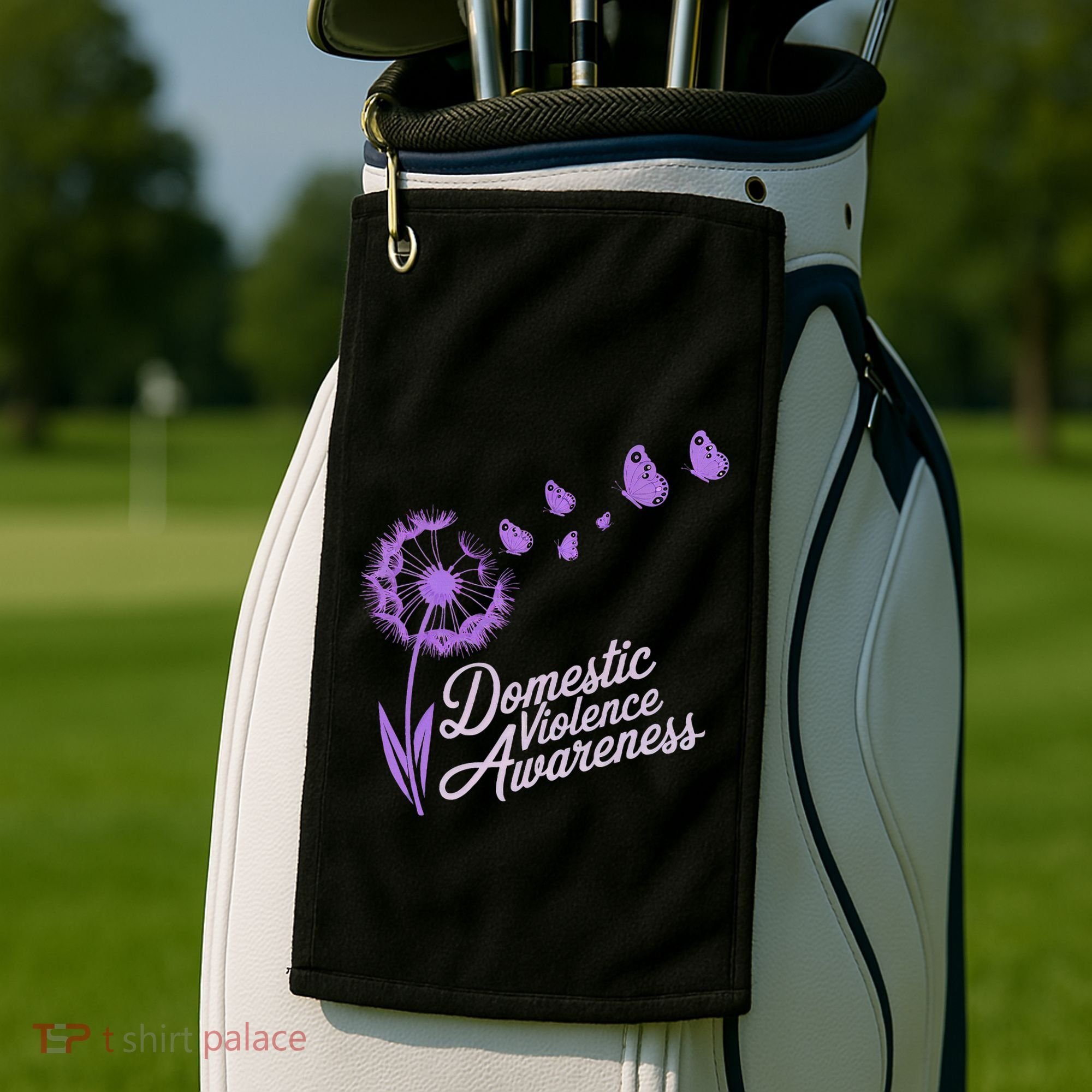 Domestic Violence Awareness Month Purple Ribbon Golf Towel