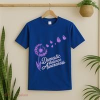 Domestic Violence Awareness Month Purple Ribbon T-Shirt thumb 2