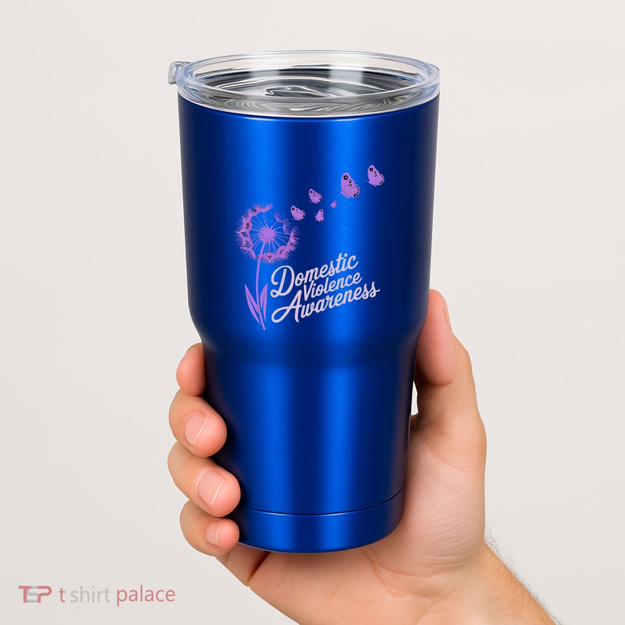 Domestic Violence Awareness Month Purple Ribbon Tumbler