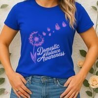 Domestic Violence Awareness Month Purple Ribbon Women's T-Shirt thumb 2