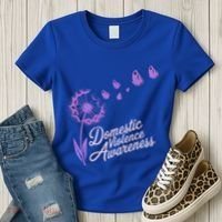 Domestic Violence Awareness Month Purple Ribbon Women's T-Shirt thumb 3