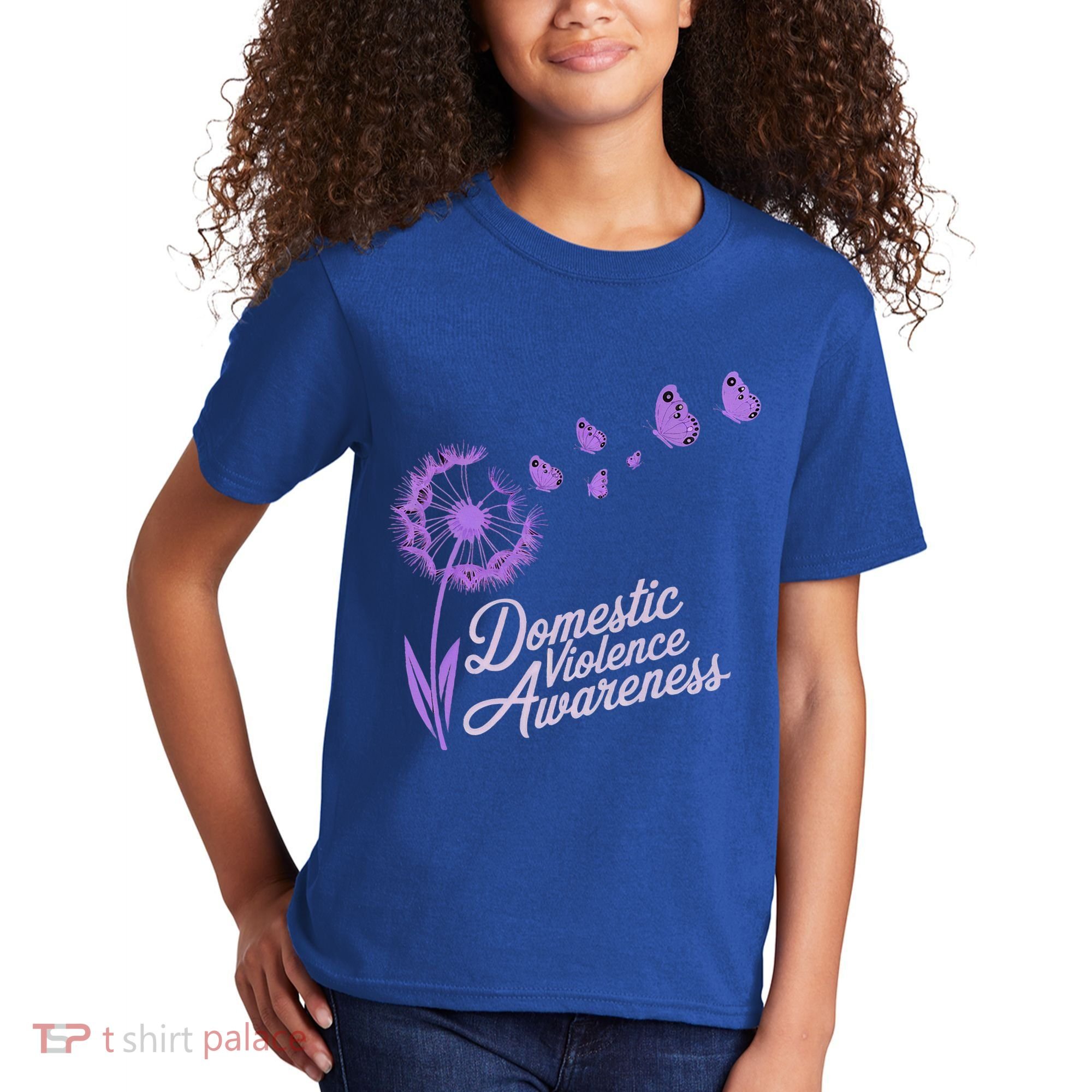 Domestic Violence Awareness Month Purple Ribbon Kids T-Shirt