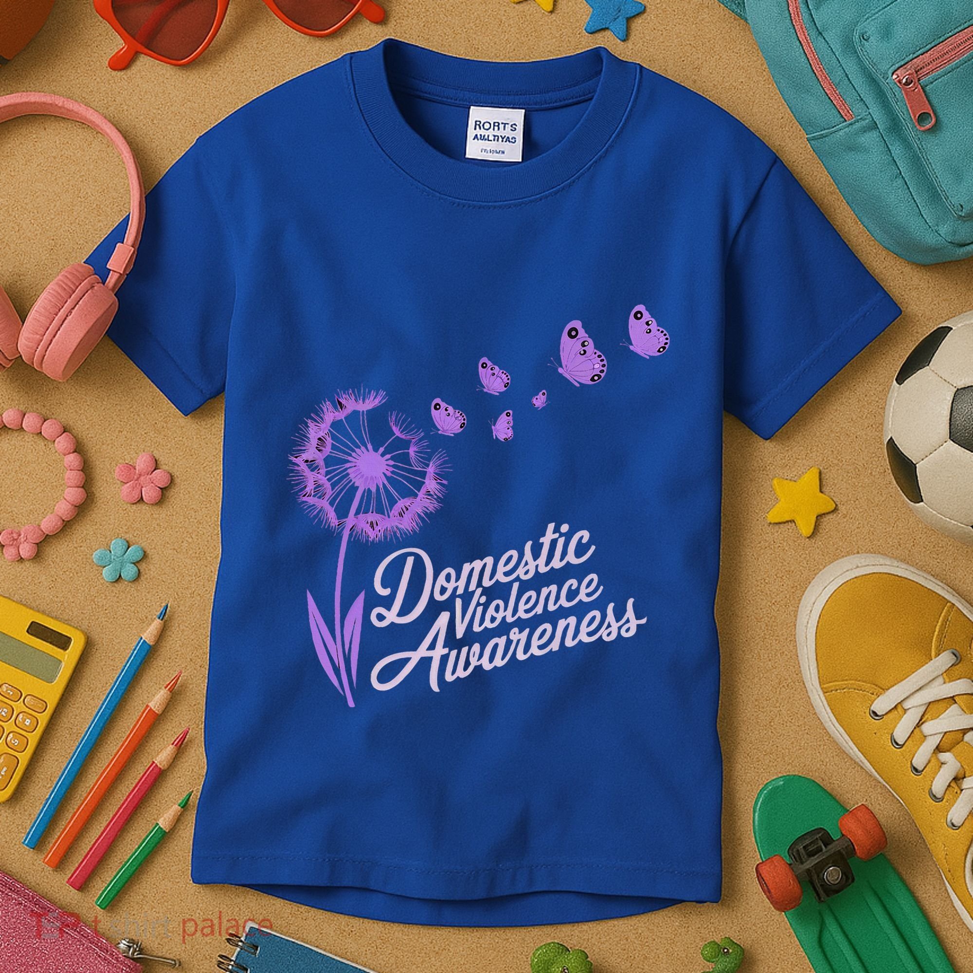 Domestic Violence Awareness Month Purple Ribbon Kids T-Shirt