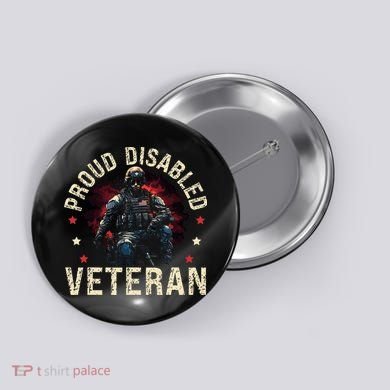 Disabled Veteran Armed Forces Military Soldier Army Usa Button