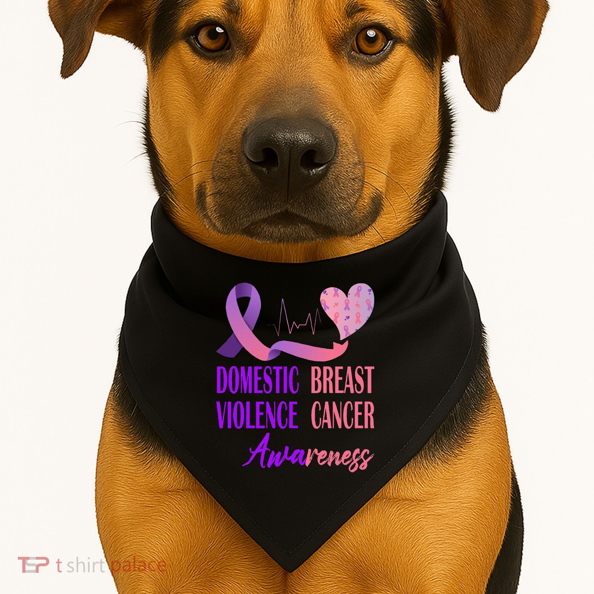 Domestic Violence And Breast Cancer Awareness Month Support USA-Made Doggie Bandana