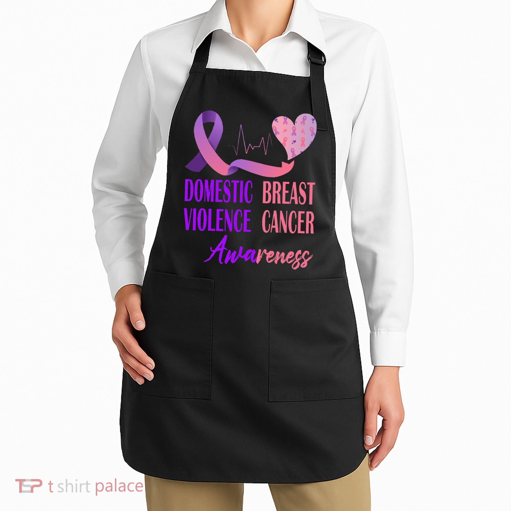 Domestic Violence And Breast Cancer Awareness Month Support Apron