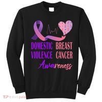 Domestic Violence And Breast Cancer Awareness Month Support Sweatshirt thumb 0
