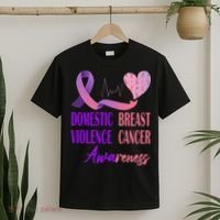 Domestic Violence And Breast Cancer Awareness Month Support T-Shirt thumb 2