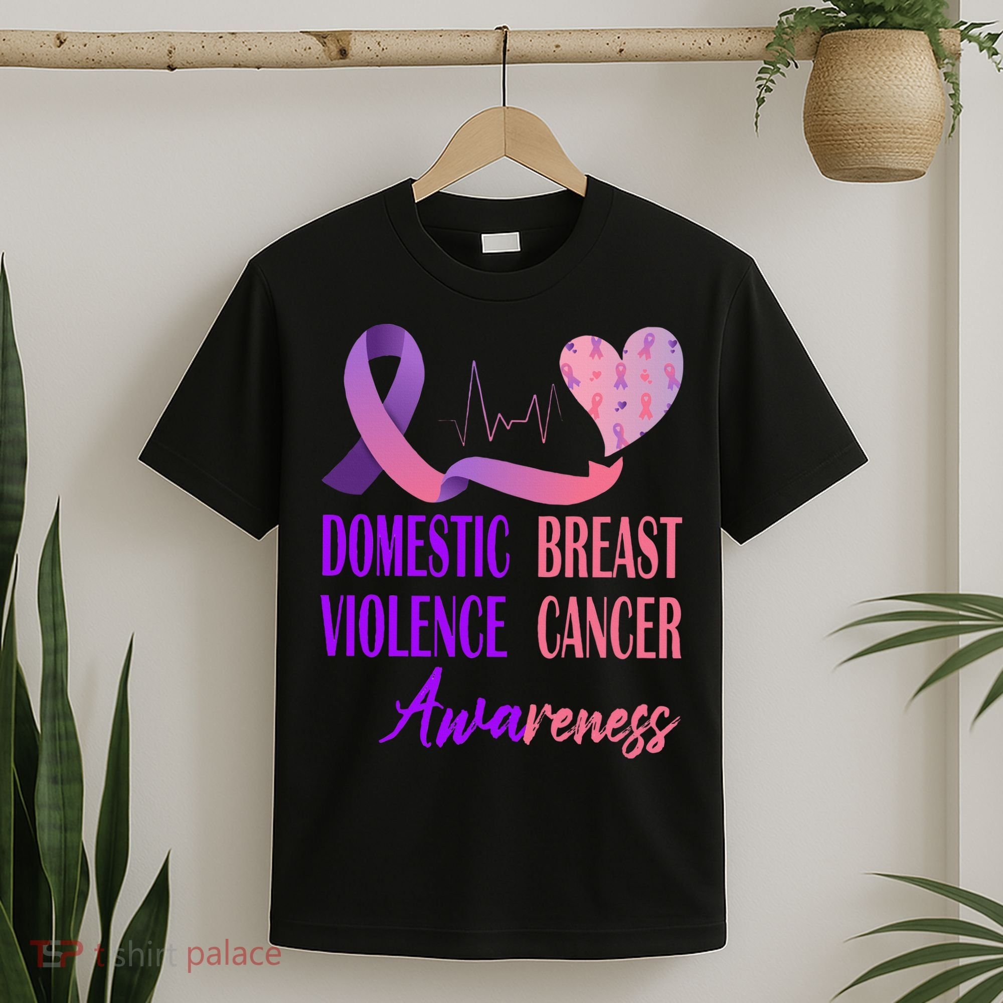 Domestic Violence And Breast Cancer Awareness Month Support T-Shirt